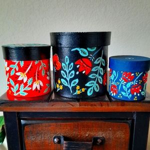 Folk Storage Containers Hand Painted